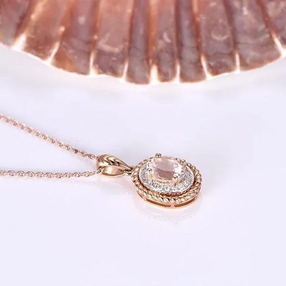 🔥 Circle Crystal Pure Oval Gems Dainty Pendant Necklaces for WomenEVGG1063 - Picture 5 of 5